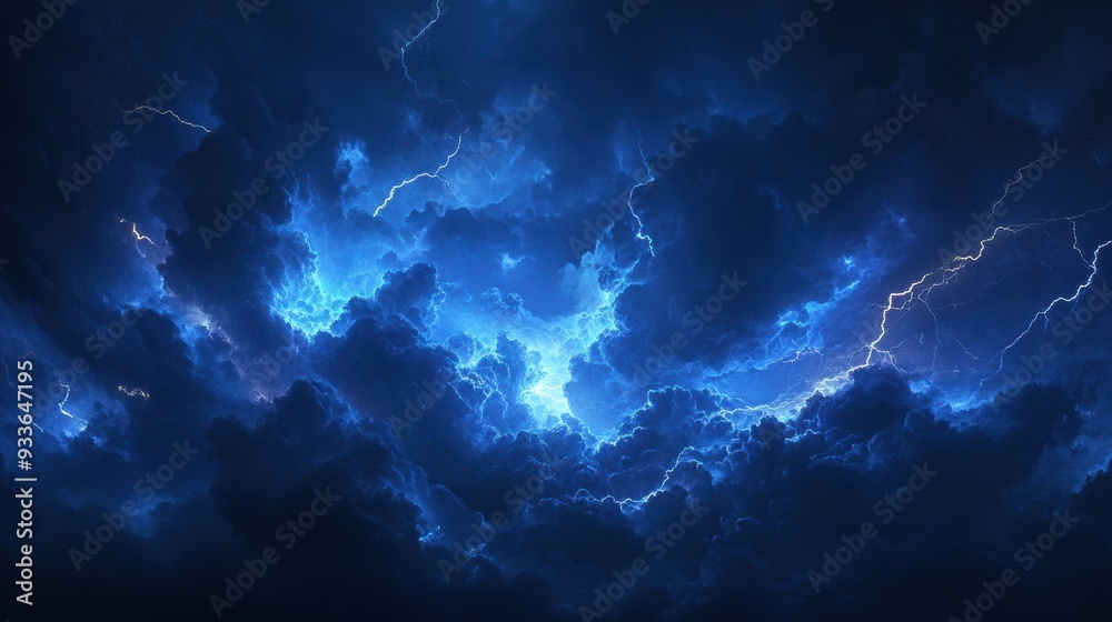 Dramatic Dark Storm Clouds with Illuminating Lightning Strikes in the Night Sky Dramatic Dark Storm Clouds with Illuminating Lightning Strikes in the Night Sky