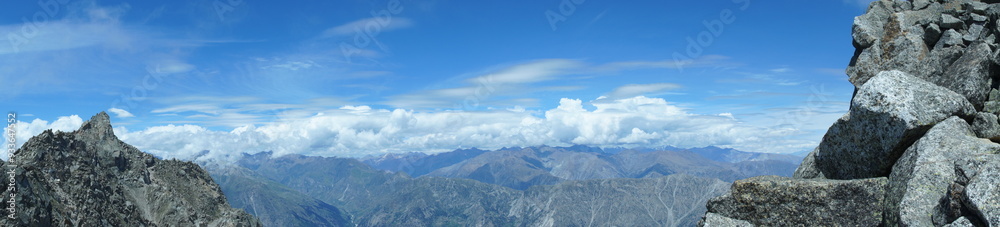 panoramic view of kinner kailash or kinnaur kailash range view from himachal pradesh mountain valley with sky image panoramic view of kinner kailash or kinnaur kailash range view from himachal pradesh mountain valley with sky image