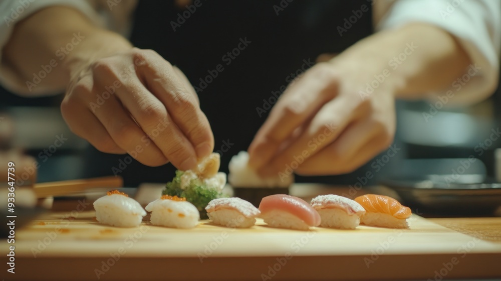 Sushi Chef Preparing Delicious Sushi Sushi Chef Preparing Delicious Sushi