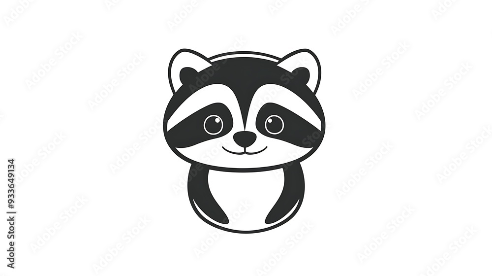 Playful Round Raccoon Doodle Vector Logo - Minimalist Black and White Cartoon Critter Illustration Playful Round Raccoon Doodle Vector Logo - Minimalist Black and White Cartoon Critter Illustration