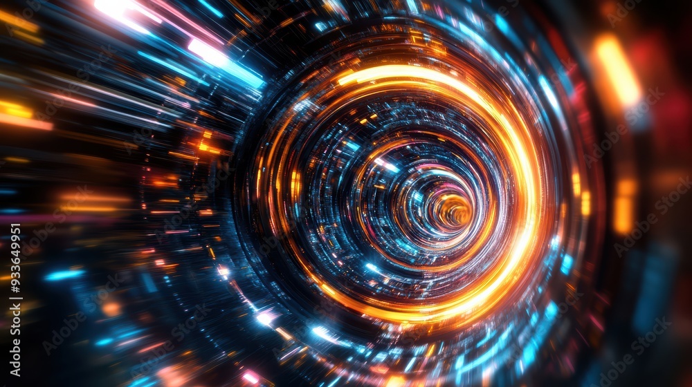 Vibrant swirling lights create sense of motion and energy, evoking feelings of excitement and wonder. Vibrant swirling lights create sense of motion and energy, evoking feelings of excitement and wonder.