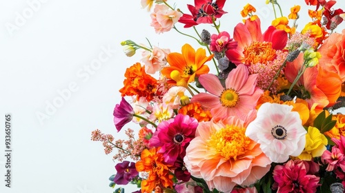 Wallpaper Mural Detailed close-up of a bridal bouquet with vivid flowers, against a pristine white background, accentuating the bouquetas colors and textures. Torontodigital.ca