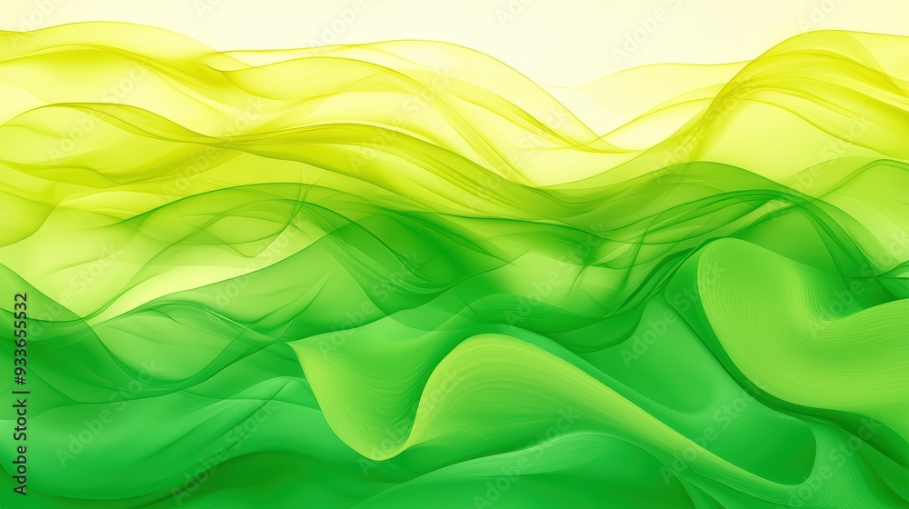 Flowing green and yellow waves create serene and calming atmosphere, evoking feelings of tranquility and nature. Flowing green and yellow waves create serene and calming atmosphere, evoking feelings of tranquility and nature.