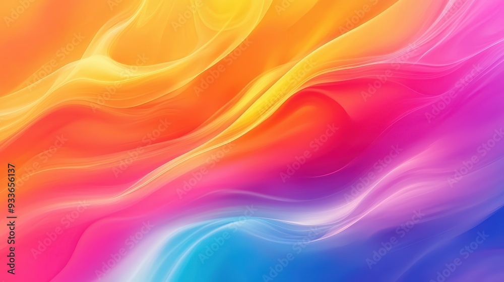 Vibrant abstract waves of color blend seamlessly, creating sense of movement and energy. warm hues of orange and yellow transition into cooler shades of pink and blue, evoking feeling of joy and creat Vibrant abstract waves of color blend seamlessly, creating sense of movement and energy. warm hues of orange and yellow transition into cooler shades of pink and blue, evoking feeling of joy and creat