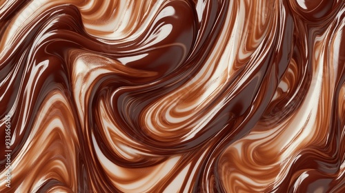 A mouthwatering swirl of melted chocolate forming a seamless, glossy background, perfect for indulgent culinary concepts or chocolate-themed visuals