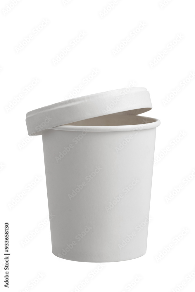disposable paper cup with lid, template, isolated