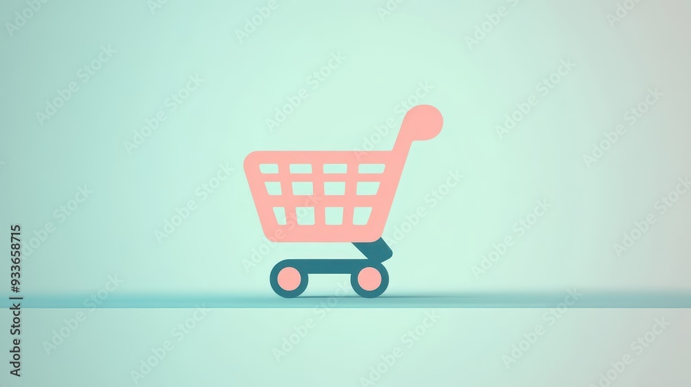 Seamless checkout interface with shopping cart icon, flat design, pastel color scheme, simple and intuitive user experience Seamless checkout interface with shopping cart icon, flat design, pastel color scheme, simple and intuitive user experience