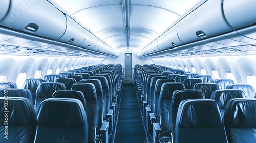 Empty airplane seats, ready for passengers.