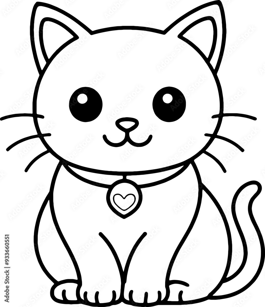 Fototapeta premium coloring book, coloring, outline, line, cartoon, animal, cute, funny, pet, drawing, character, cat, icon, illustration, art, animals, kitty, kitten, vector, black, cover book, book, paint