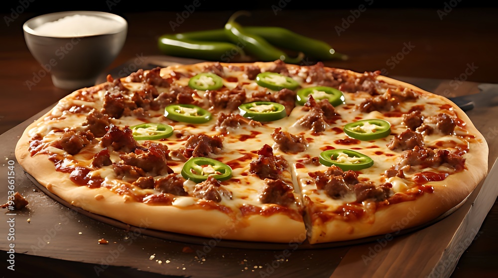 Photo picy Fiesta A Pizza with a Kick Featuring Jalapenos Red Pepper Flakes and Spicy Sausage Pizza Pizza Hot and Cheesy Grab a Slice and Make It Easy Photo picy Fiesta A Pizza with a Kick Featuring Jalapenos Red Pepper Flakes and Spicy Sausage Pizza Pizza Hot and Cheesy Grab a Slice and Make It Easy