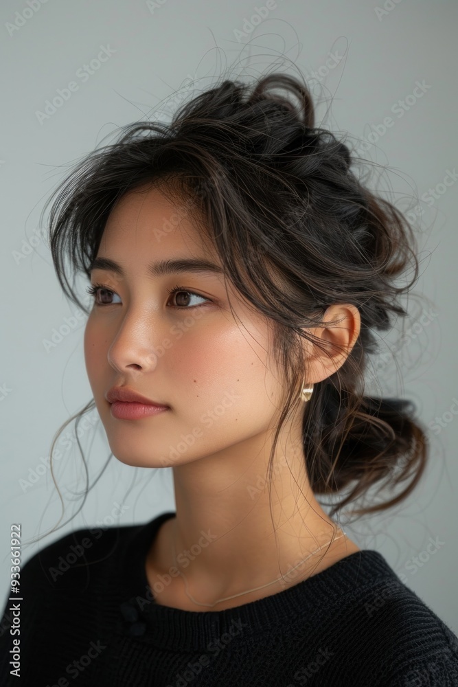 Young Asian woman isolated on a solid grey background Young Asian woman isolated on a solid grey background
