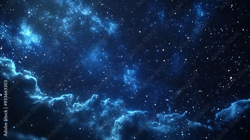 Fototapeta premium Enchanting Cartoon Night Sky with Glowing Constellations in Hyper-Realistic 3D Render - Front View, 20mm Lens