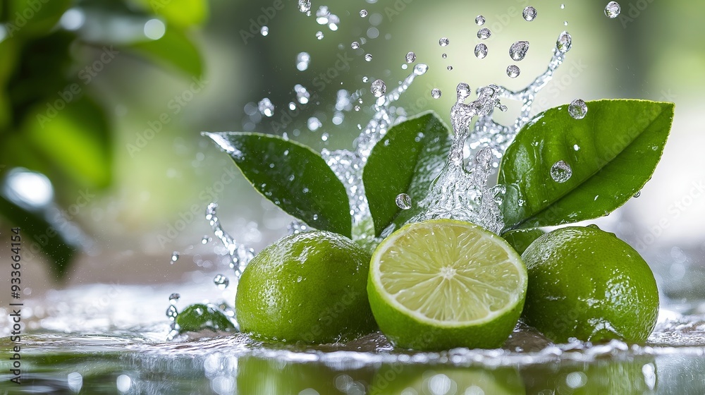 A close up of a lime with water droplets falling on it A close up of a lime with water droplets falling on it