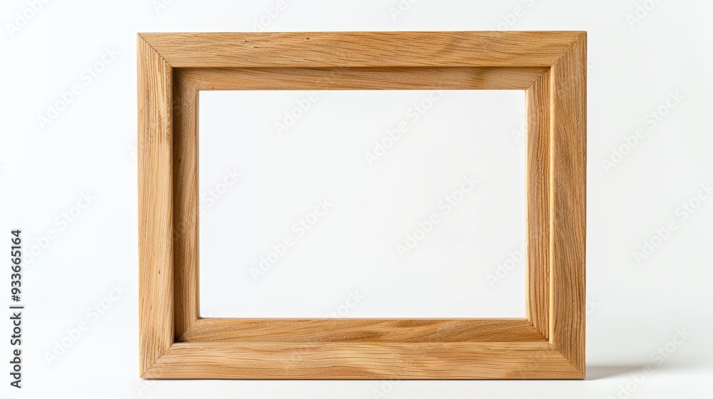 Empty wooden picture frame standing on white background Empty wooden picture frame standing on white background