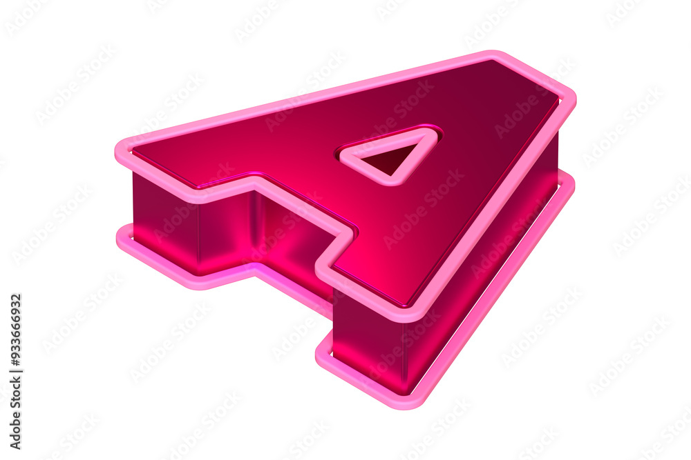 3D letter A in shiny pink. Isometric 3D rendering font suitable for poster, web, advertising and modern design projects. 3D letter A in shiny pink. Isometric 3D rendering font suitable for poster, web, advertising and modern design projects.