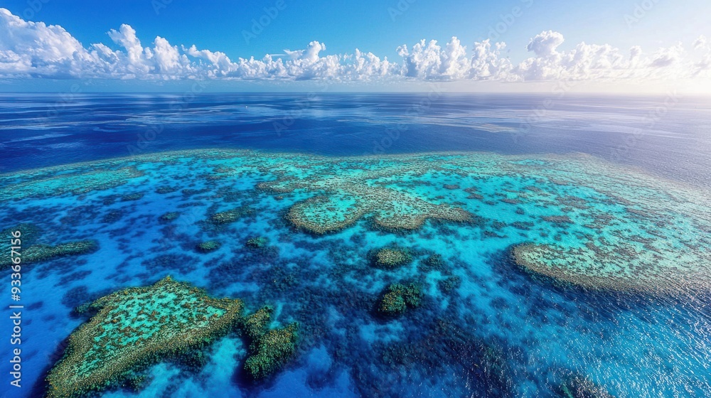 Naklejka premium Majestic Aerial View of the Stunning Great Barrier Reef in Australia