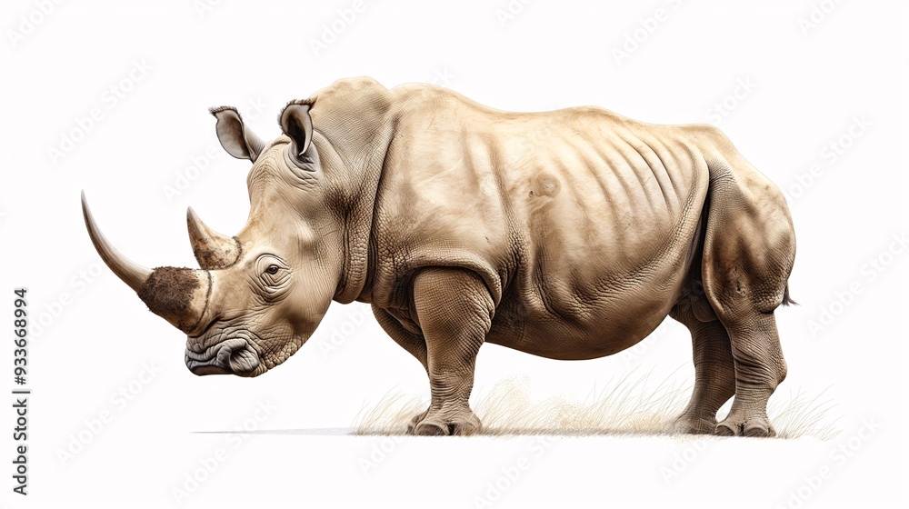 Majestic White Rhino: A portrait of power and resilience, this artwork captures the grandeur of an endangered white rhinoceros against a clean white backdrop.
Majestic White Rhino: A portrait of power and resilience, this artwork captures the grandeur of an endangered white rhinoceros against a clean white backdrop.