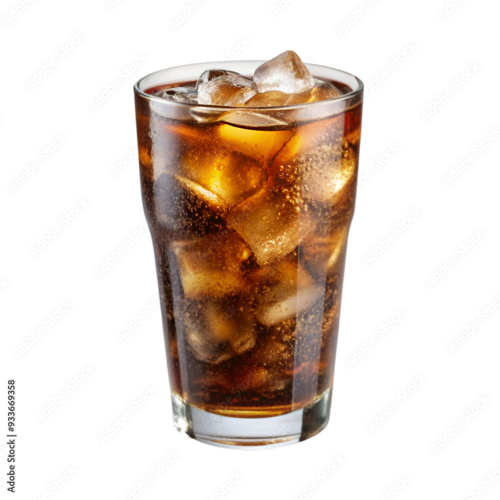 A glass of soda with ice A glass of soda with ice