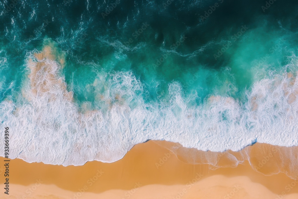Aerial View of Ocean Waves and Beach Aerial View of Ocean Waves and Beach
