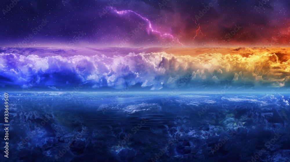Cosmic Landscape with Lightning and Clouds Cosmic Landscape with Lightning and Clouds