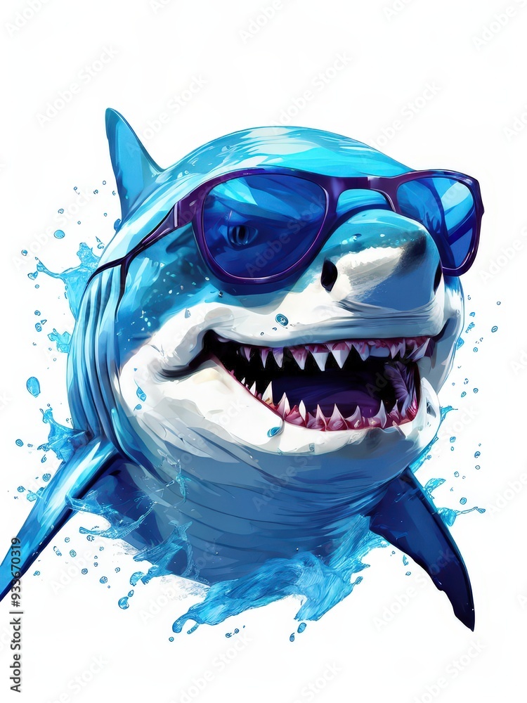 Naklejka premium the AI Image Generator, flat color vector shark