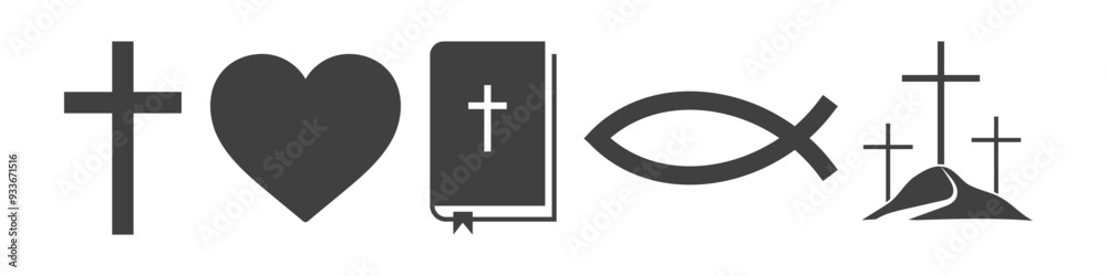 Fototapeta premium set of christianity icons on white background