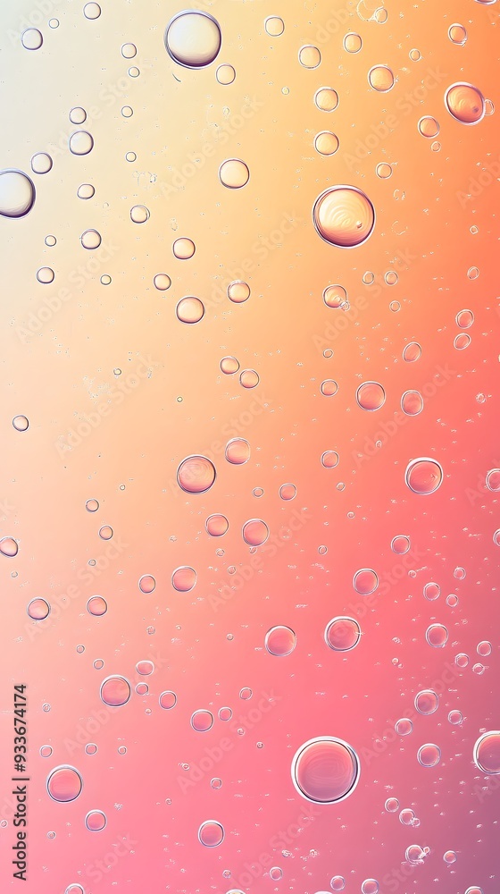 A close-up of water droplets on a pink and yellow gradient background. A close-up of water droplets on a pink and yellow gradient background.