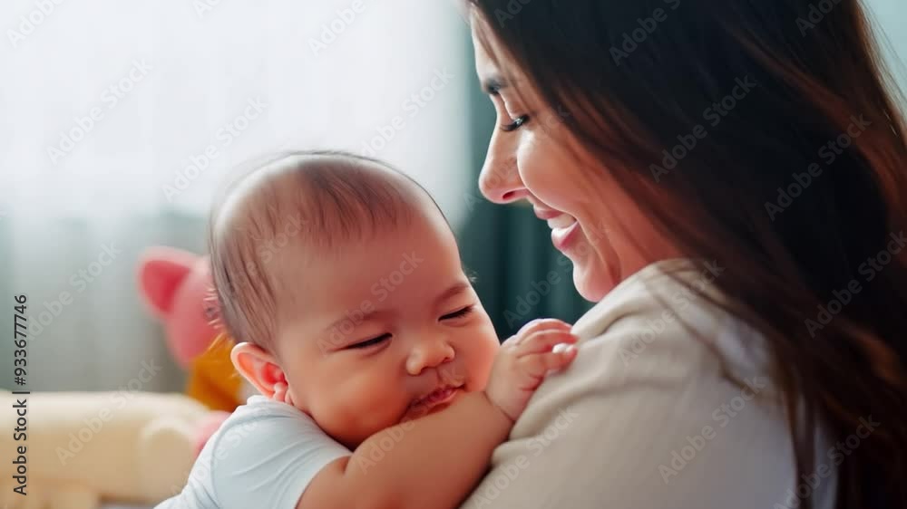 The mother hugged her daughter and looked at her with warm eyes in his gentle embrace. The mother hugged her daughter and looked at her with warm eyes in his gentle embrace.
