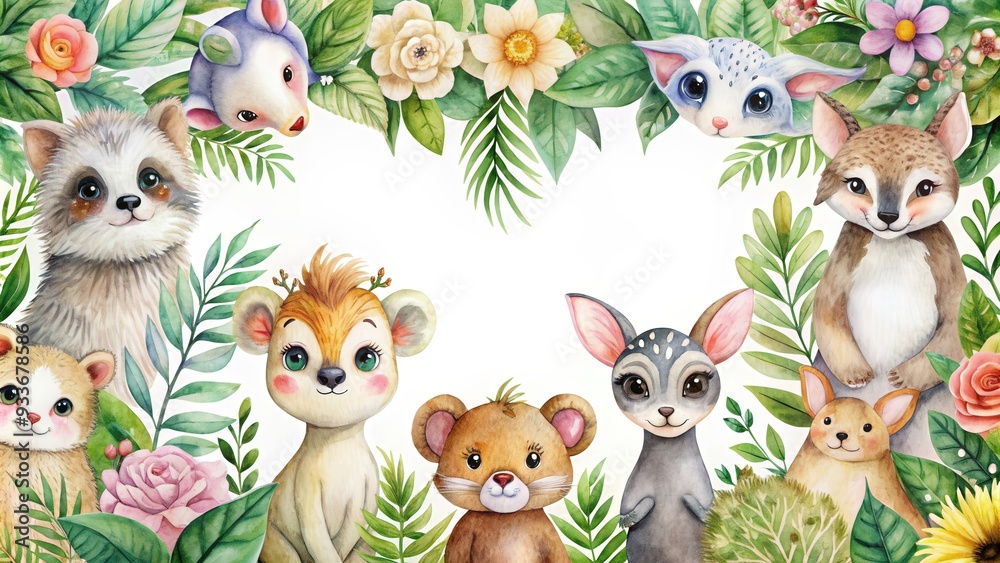 Watercolour numbers featuring adorable animals and botanical elements, watercolour, numbers, cute, animals Watercolour numbers featuring adorable animals and botanical elements, watercolour, numbers, cute, animals