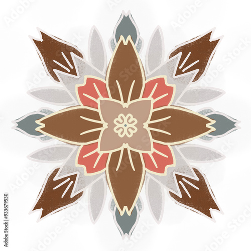 Floral mandala seamless pattern. Geometric ethnic traditional style for background,  texture, fabric, clothing, wrapping, carpet and decoration. photo