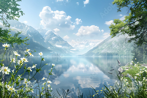 Get well soon card with a calming nature scene a blank space at the bottom for a message