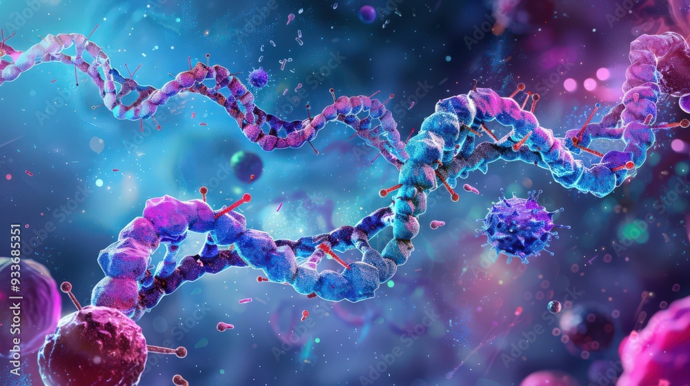 Artistic representation of the relationship between DNA structure and gene expression Artistic representation of the relationship between DNA structure and gene expression