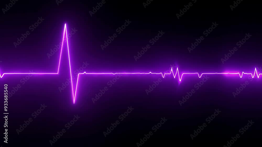 Heartbeat pulse in neon style set against a dark background Heartbeat pulse in neon style set against a dark background