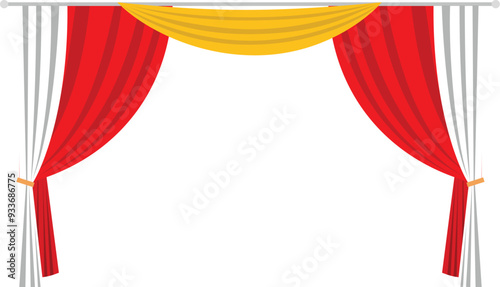red theater curtain background vector illustration