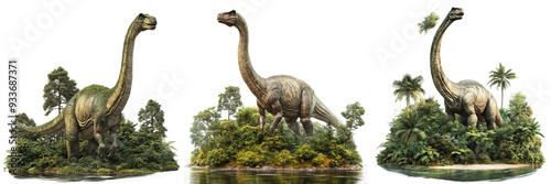 Set off Realistic and Detailed Image of a Titanosaur Sauropo isolated on a transparent background photo