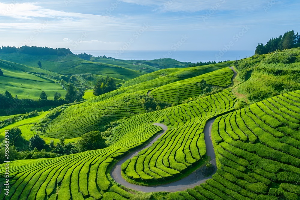 Green tea plantation on terraced rice fields in Cameron Highlands, Malaysia Green tea plantation on terraced rice fields in Cameron Highlands, Malaysia