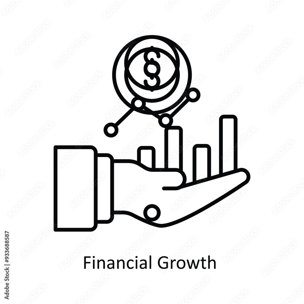 Financial Growth  vector outline Icon Design illustration. Smart Home and Technology Symbol on White background EPS 10 File