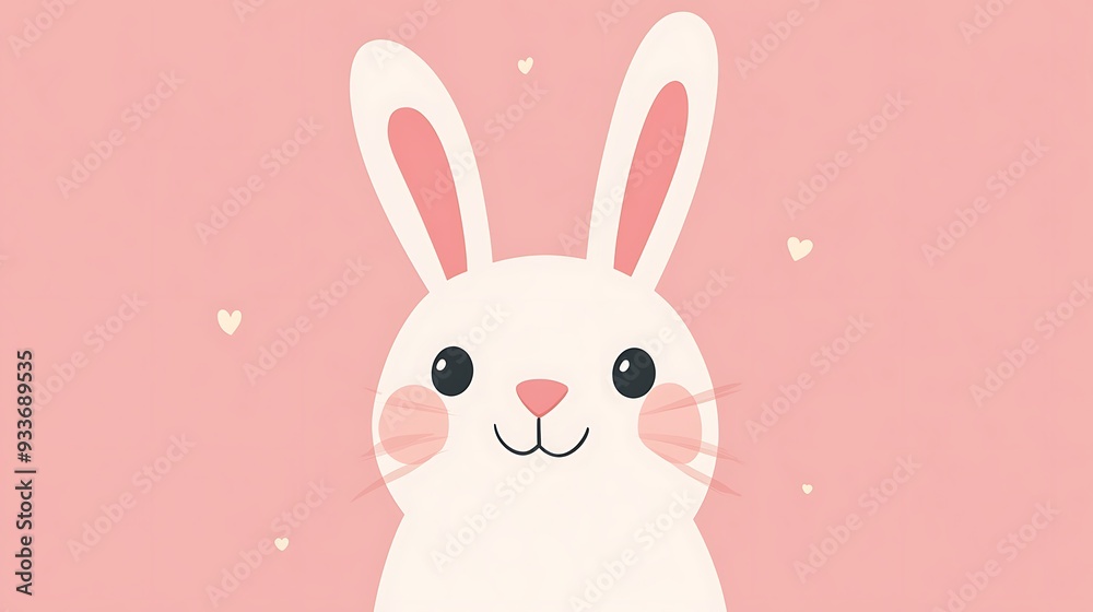Adorable Bunny Character in Kawaii Style on Pastel Pink Background - Charming 2D Vector Illustration Adorable Bunny Character in Kawaii Style on Pastel Pink Background - Charming 2D Vector Illustration