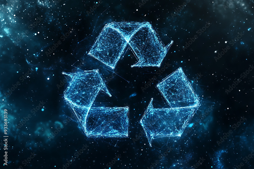 An abstract digital background featuring the recycle icon, symbolizing environmental consciousness and sustainability An abstract digital background featuring the recycle icon, symbolizing environmental consciousness and sustainability