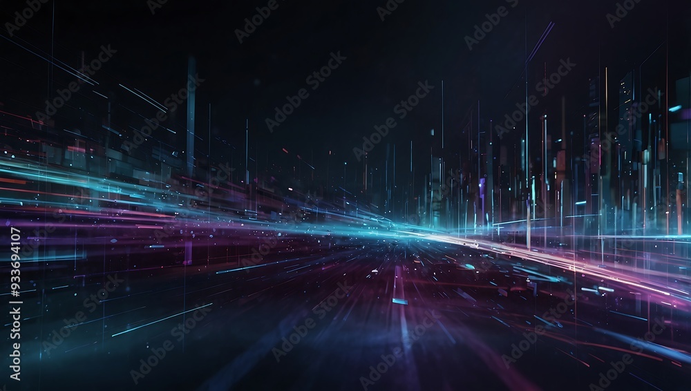 Create an image of a technology screen displaying abstract, high-speed digital elements. Create an image of a technology screen displaying abstract, high-speed digital elements.
