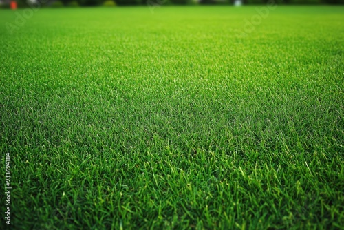 A close-up view of a lush green field under a soft and serene atmosphere.