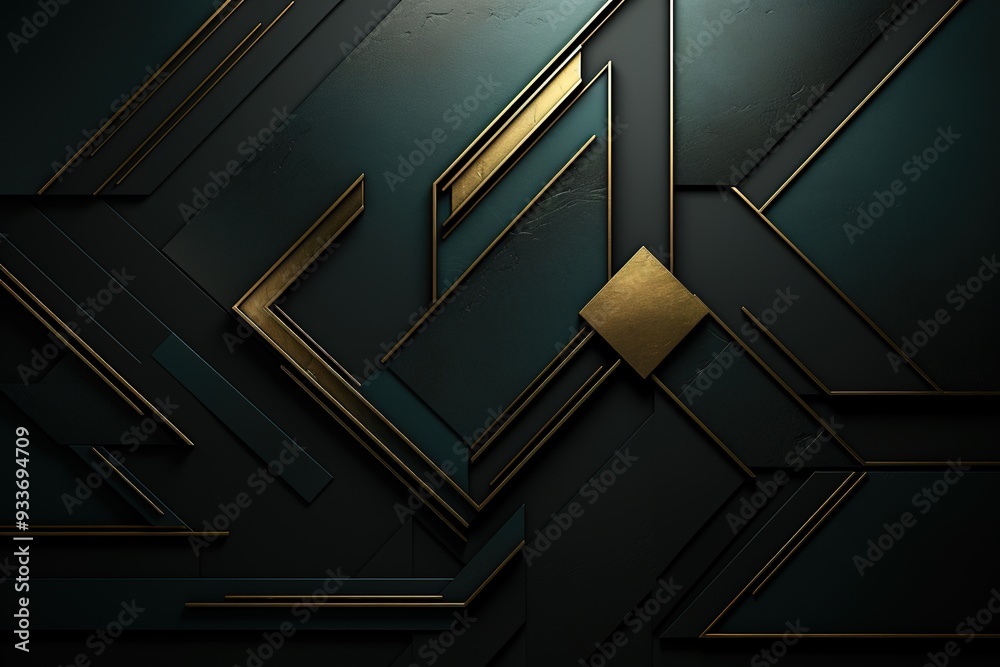 Fototapeta premium Abstract geometric background with black and gold.