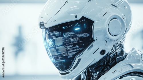 Tactical Warfare Technology - Close-up of Human Soldier's Helmet Displaying AI-Targeting Data