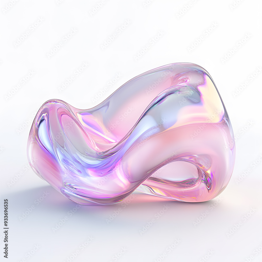 3D render of fluid, liquid shape with iridescent pastel color isolated on on white background 3D render of fluid, liquid shape with iridescent pastel color isolated on on white background