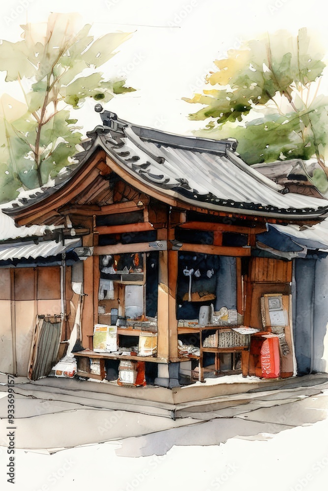 Fototapeta premium the AI Image Generator, , Ancient japanese architecture