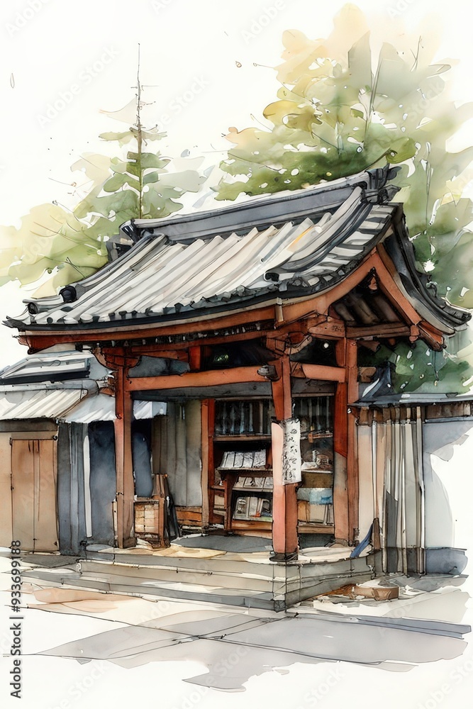 Fototapeta premium the AI Image Generator, , Ancient japanese architecture