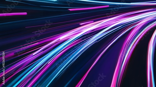 Abstract streaks of blue and pink light on a dark background.