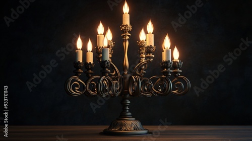 Ornate Candelabra with Burning Candles