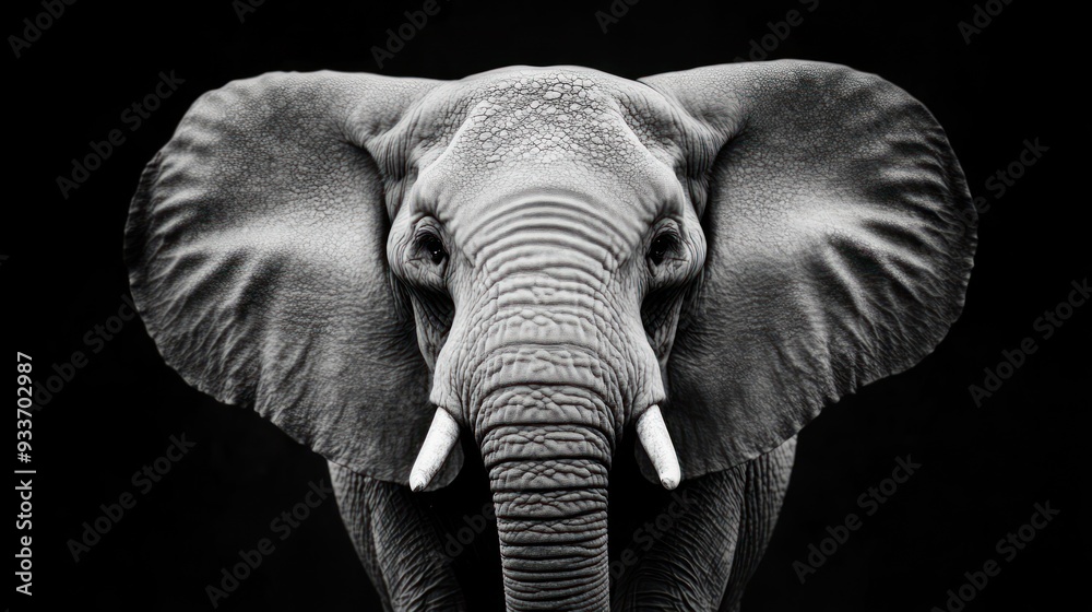 Fototapeta premium Elephant Portrait in Black and White