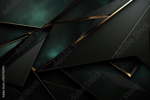 Abstract geometric background with black and gold accents.
